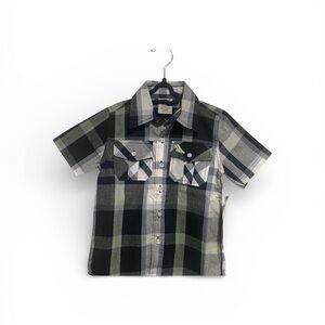 4/$20 American Hawk Plaid Kids Short Sleeve Button Up Shirt